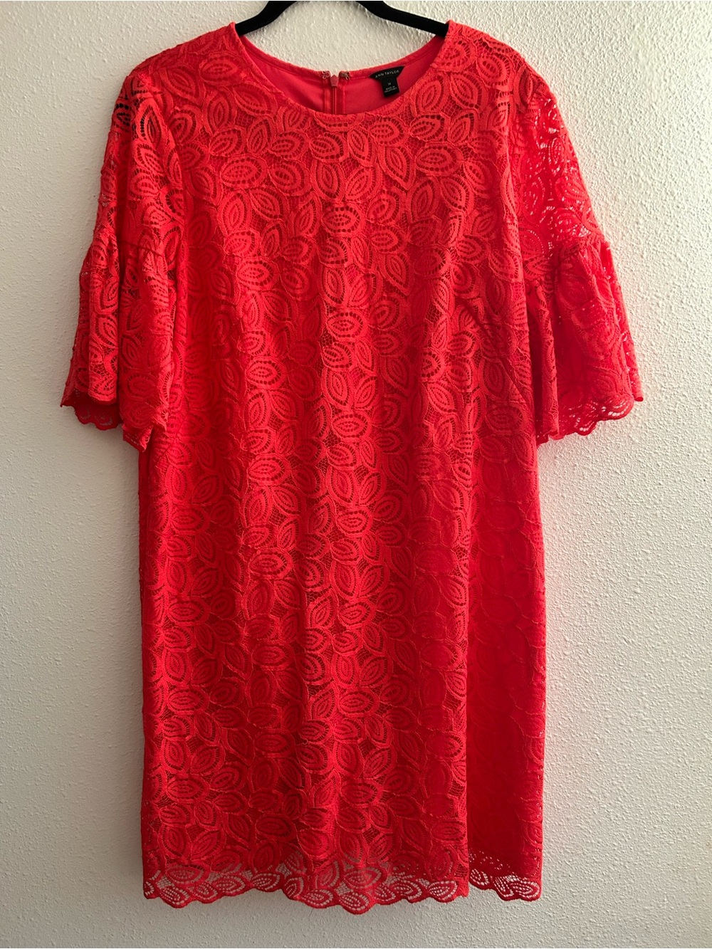 Ann Taylor Red Lace Midi Dress